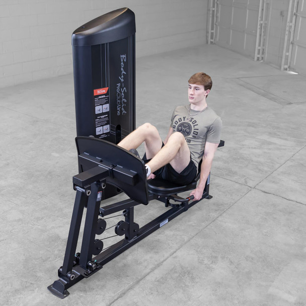 Body-Solid (S2LPCX) Series II Seated Leg Press - Man Exercising Top Front Angled View