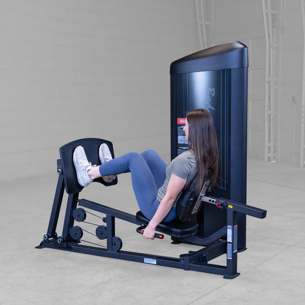 Body-Solid (S2LPCX) Series II Seated Leg Press - Woman Exercising Rear Angled View