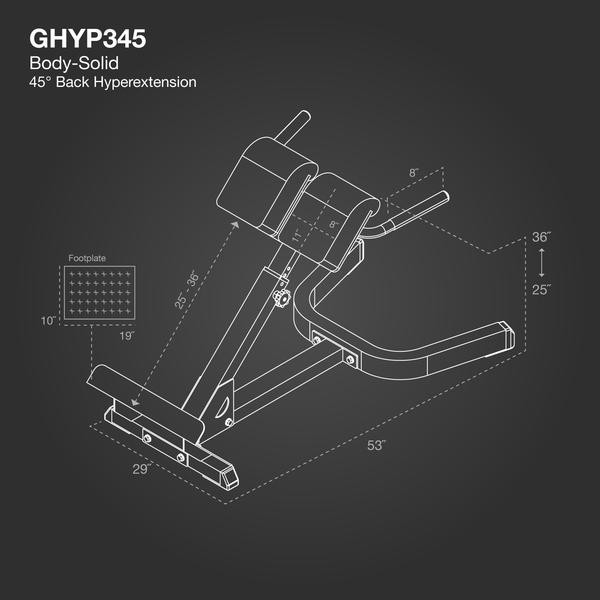 Body-Solid Hyperextension Station Dimensions and Specifications