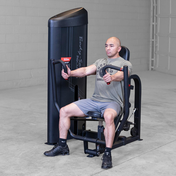 Body-Solid Guided Chest Trainer During Close-Grip Press