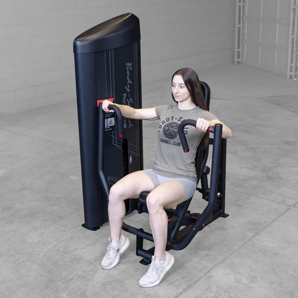 Body-Solid Chest Strength Station During Wide-Grip Press