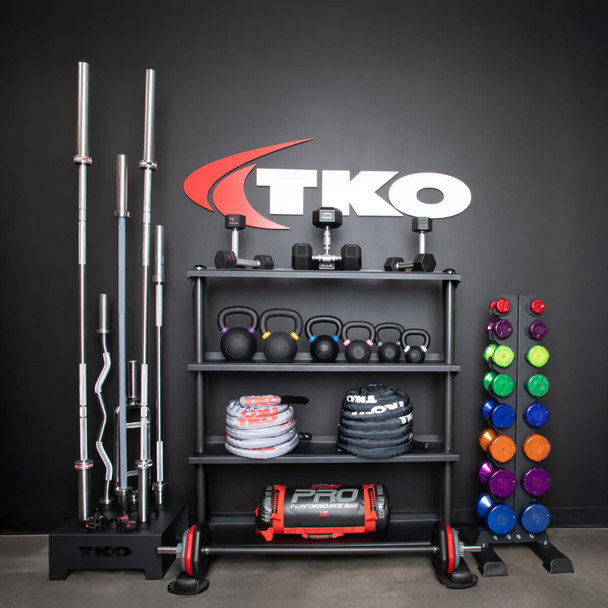 TKO 4-Tier Kettlebell Rack w/ Optional Equipment