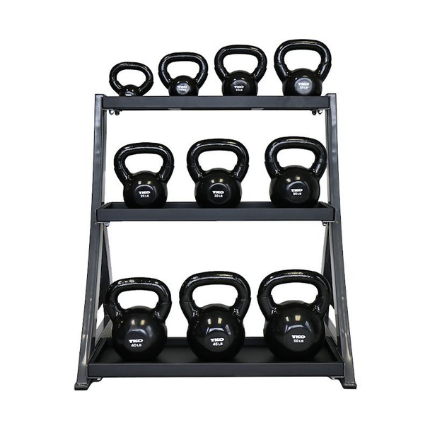 TKO 5-50 lb Vinyl Kettlebells w/ 3-Tier Rack