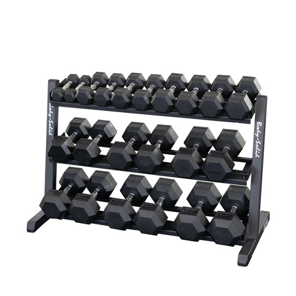 Body-Solid Dumbbell Organizer with Optional Rubber Hex Weights