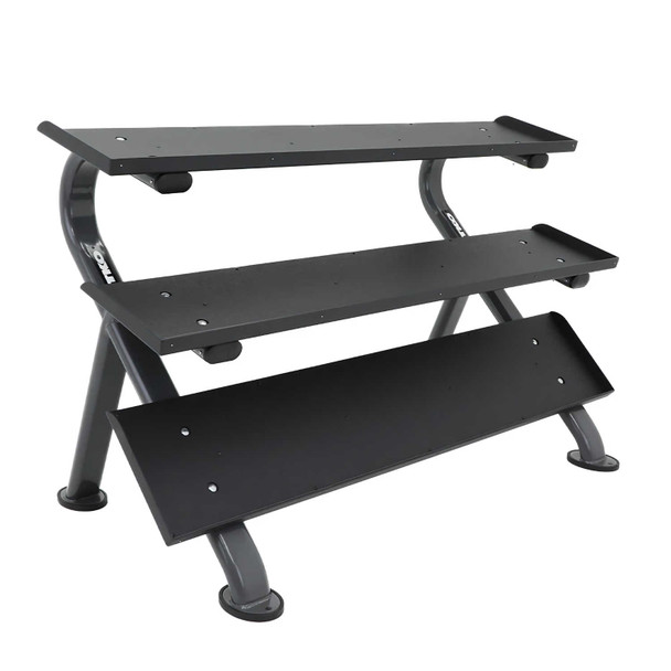 TKO 3-Tier Shelf Dumbbell Rack - Angled View