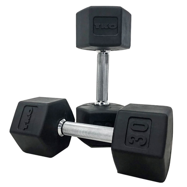 TKO 3-25 lb Rubber Hex Dumbbells & Rack - Dumbbells Only View