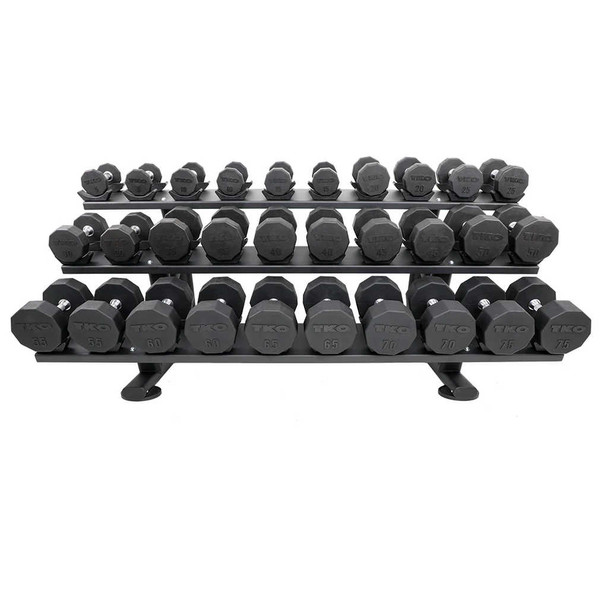 TKO Tiered Dumbbell Stand Loaded with Optional Round Weights