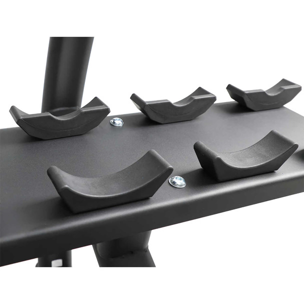 TKO (7052B-BK) 3-Tier Saddle Dumbbell Rack - Dumbbell Saddles Close Up View