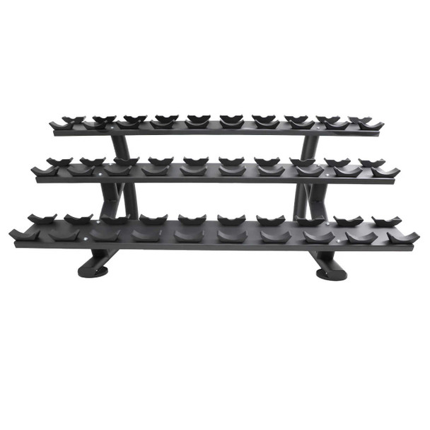 TKO 10-Sided Rubber Dumbbells & 3-Tier Rack - Rack Only Front View