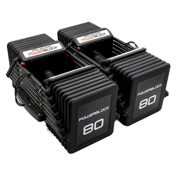Powerblock 5-80 lb Pro 100 EXP Urethane Adjustable Dumbbell Set