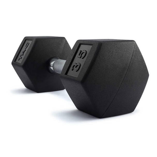 TAG 5-100 lb Rubber Hex Dumbbells w/ Rack - Dumbbell Only View