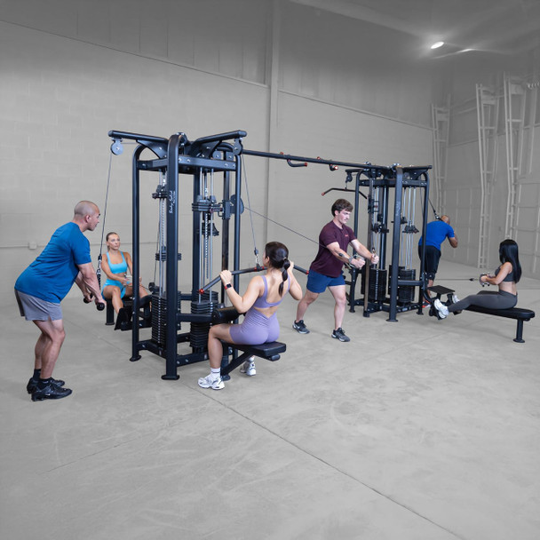 Body-Solid (SJG800) 8-Stack Jungle Gym - 6 Users Exercising in Fitness Room
