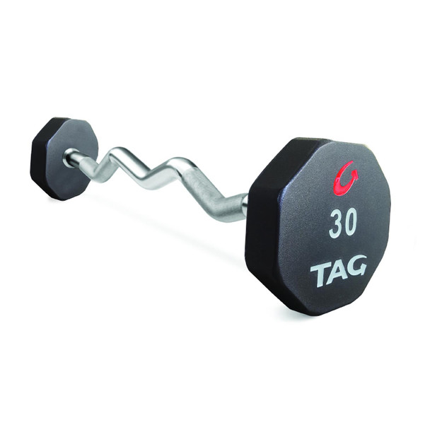 TAG Fitness (20-110 lb) 8-Sided Urethane Barbells with EZ Curl Bars