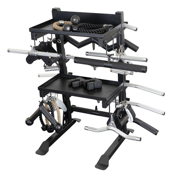 Body-Solid (SAR100) Gym Accessory Rack w/ Optional Cable Handles - Rear View