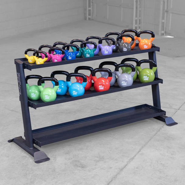 Body-Solid (SRK200) 3-Tier Kettlebell Rack w/ Optional Vinyl-Coated Kettlebells