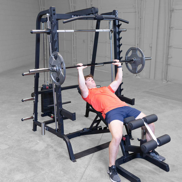 Body-Solid Series 7 Smith Machine Gym Package - Incline Bench Press Exercise