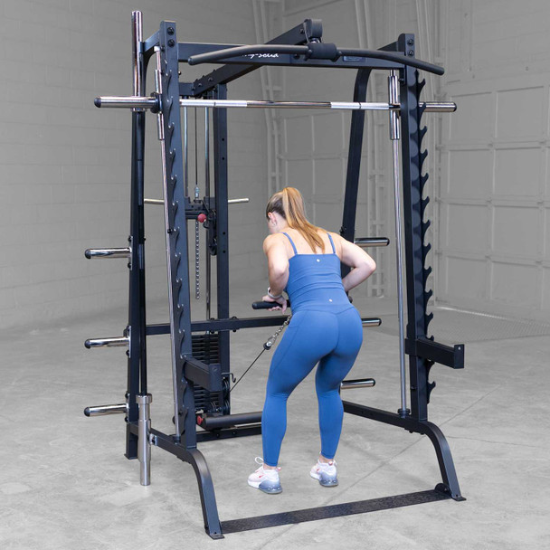 Body-Solid Multi-Gym System During Low Cable Row Exercise