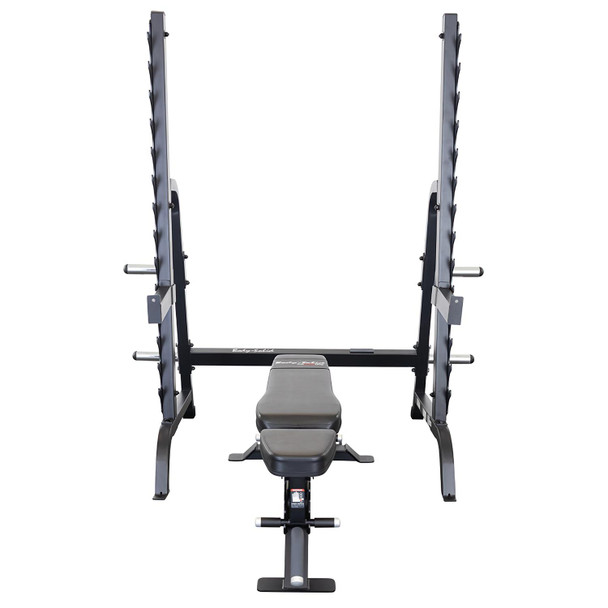 Body-Solid (SDIB370) Weight Bench & Rack - Front View Bench in Flat Position