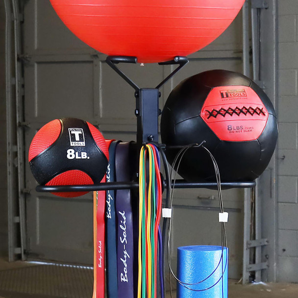Body-Solid (GAR50) Compact Accessory Tower - Fitness Ball Holders Close View