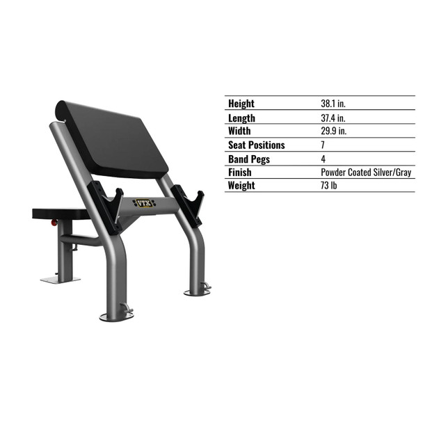 Troy VTX Arm Curl Bench Dimensions and Specifications