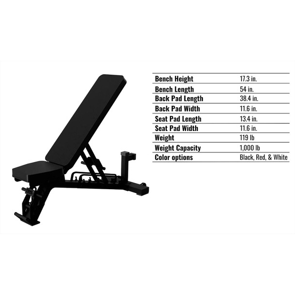 Troy Barbell Adjustable Ladder Bench - Dimensions & Specifications