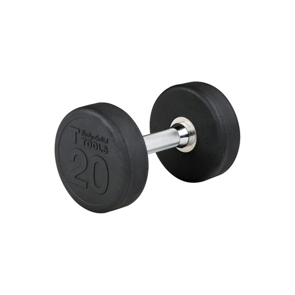 Body-Solid 20 lb Fixed Rubber Weight with Chrome Knurled Handle
