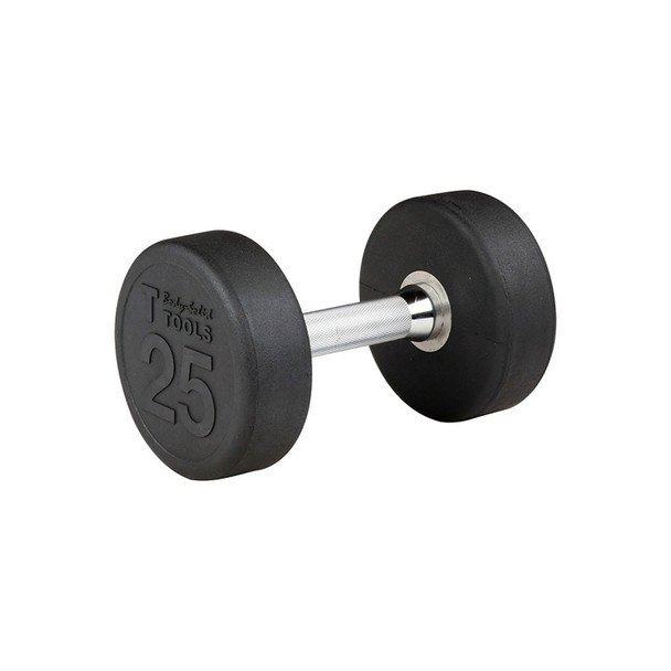Body-Solid 25 lb Commercial Rubber Dumbbell with Chrome Knurled Handle