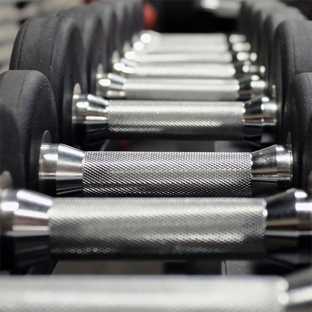 Body-Solid Round Rubber-Encased Dumbbells - Close View of Handles