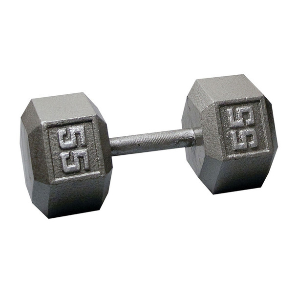 Body-Solid 55 lb Hexagonal Iron Free Weight with Silver Weight Marking