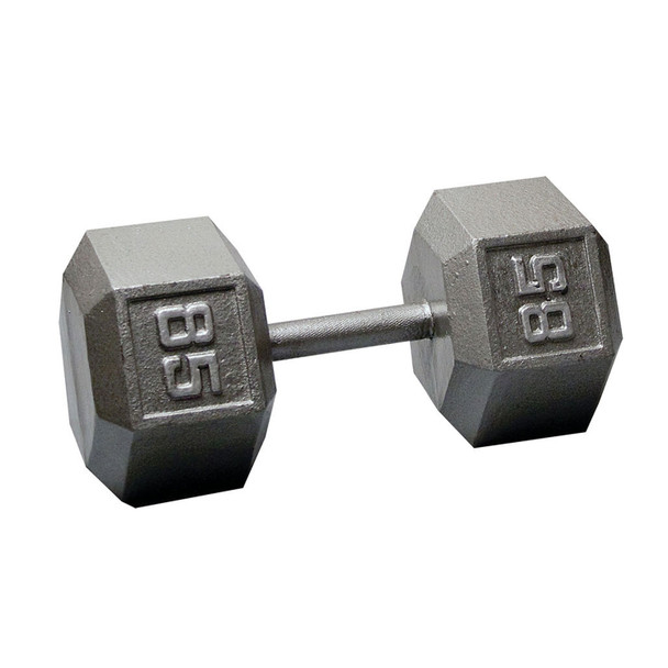 Body-Solid 85 lb Hexagonal Iron Free Weight with Silver Weight Marking
