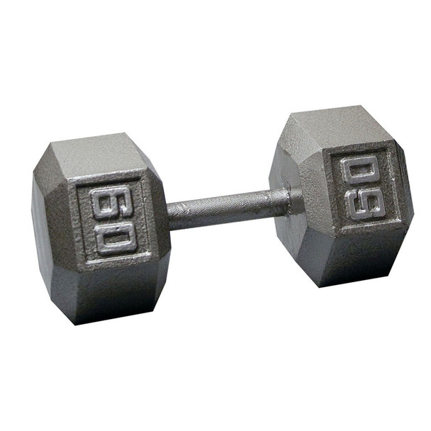 Body-Solid 60 lb Gray Hex Hand Weight with Silver Weight Marking