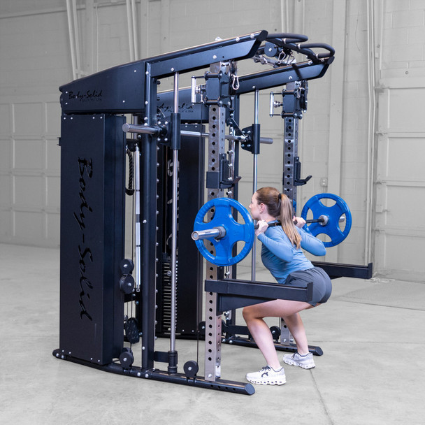 Body-Solid All-In-One Strength Training System - Free Weight Squat Exercise