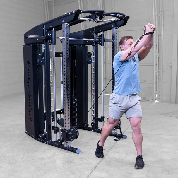 Body-Solid Smith and Cable Gym During Low-Pulley Trunk Rotation