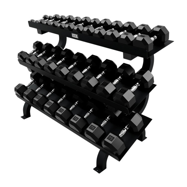 Troy VTX 5-75 lb 8-Sided Urethane Dumbbell Set with 3-Tier Rack