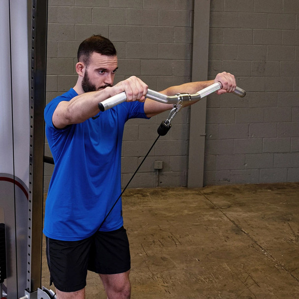 Body-Solid MB229A Aluminum Cable Curl Bar - Front Shoulder Raise Exercise