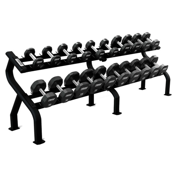 Troy 2-Tier Dumbbell Rack w/ Saddles with Black Finish and Optional Dumbbells