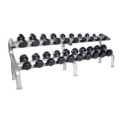 Troy 12-Sided Rubber-Coated Dumbbells w/ Rack