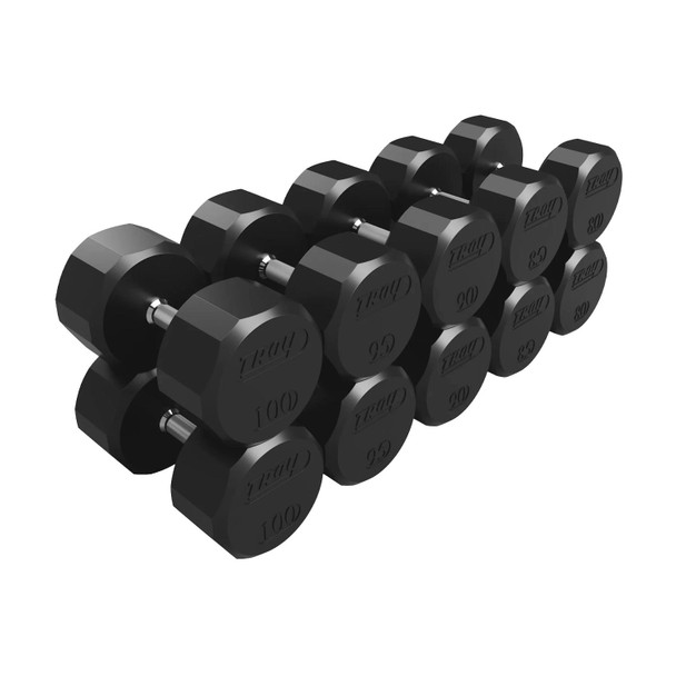 Troy 80-100 lb Rubber Dumbbell Set