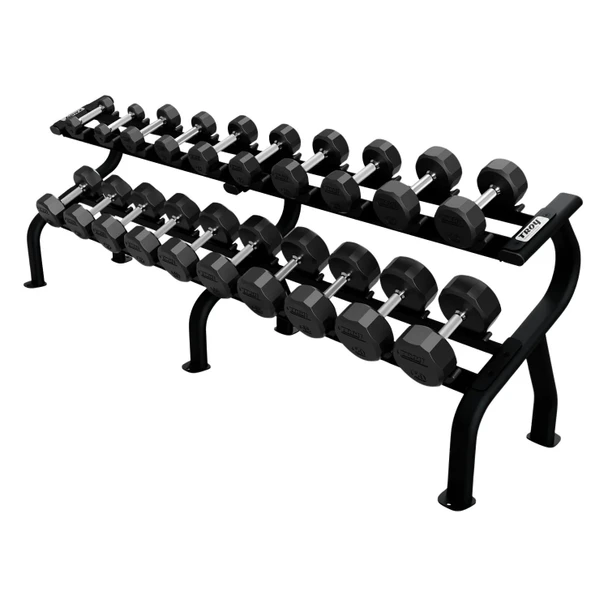Troy 12-Sided Rubber Dumbbell Set & Rack