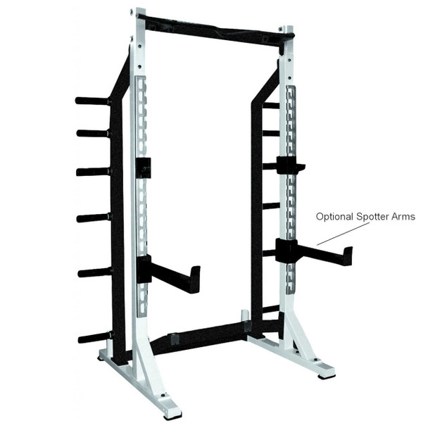 York Barbell (STS) Commercial Half Rack w/ White Frame and Optional Spotter Arms