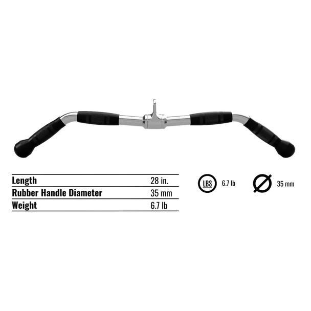 Troy USA Sports EZ Curl Bar Attachment w/ Rubber Grips - Dimensions & Specifications