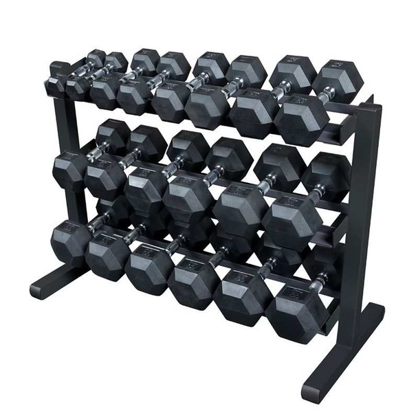 Body-Solid 3-Tier Home Dumbbell Rack w/ Optional Rubber Dumbbells
