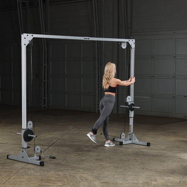 Body-Solid Lower-Body Cable Trainer During Glute Kick Exercise