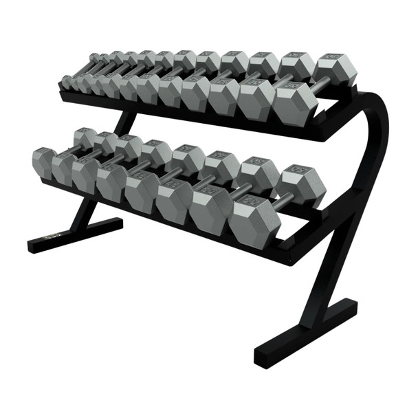 Troy 5-50 lb Cast Iron Hex Dumbbells & Rack