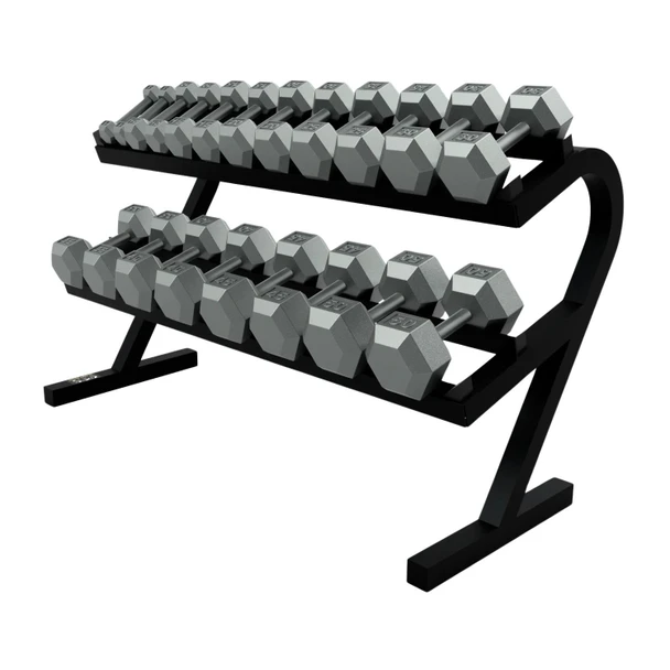 Troy 5-50 lb Cast Iron Hex Weight Set with Two-Tier Storage Rack