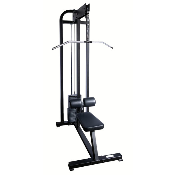 York Barbell STS Commercial Lat Pulldown Machine - Black Frame Angled View