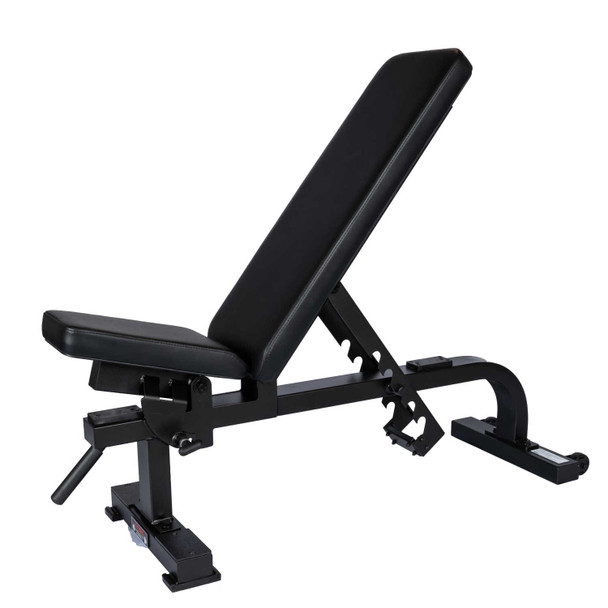 York Barbell STS Commercial Flat to Incline Bench Matte Black Frame with Wheels