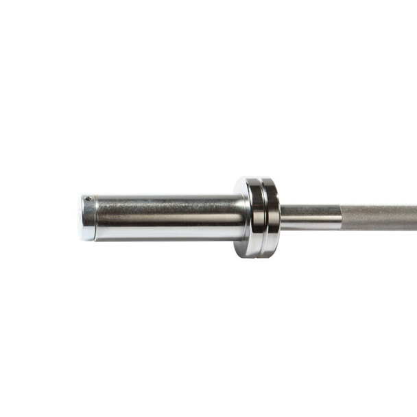 York Barbell 5' Hard Chrome Olympic Weight Bar - Sleeve Close View