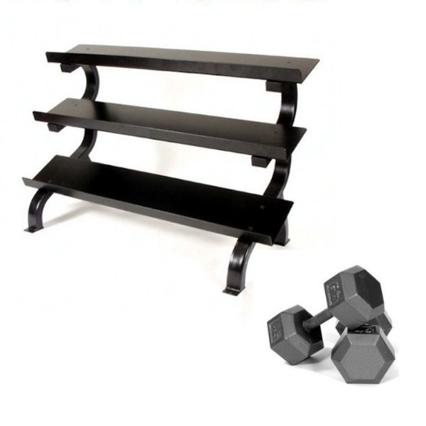 Troy VTX 5-75 lb Hex Dumbbell Set w/ Rack