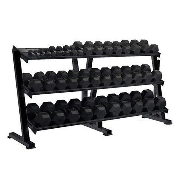 York Rubber Hex Dumbbell Set w/ Rack